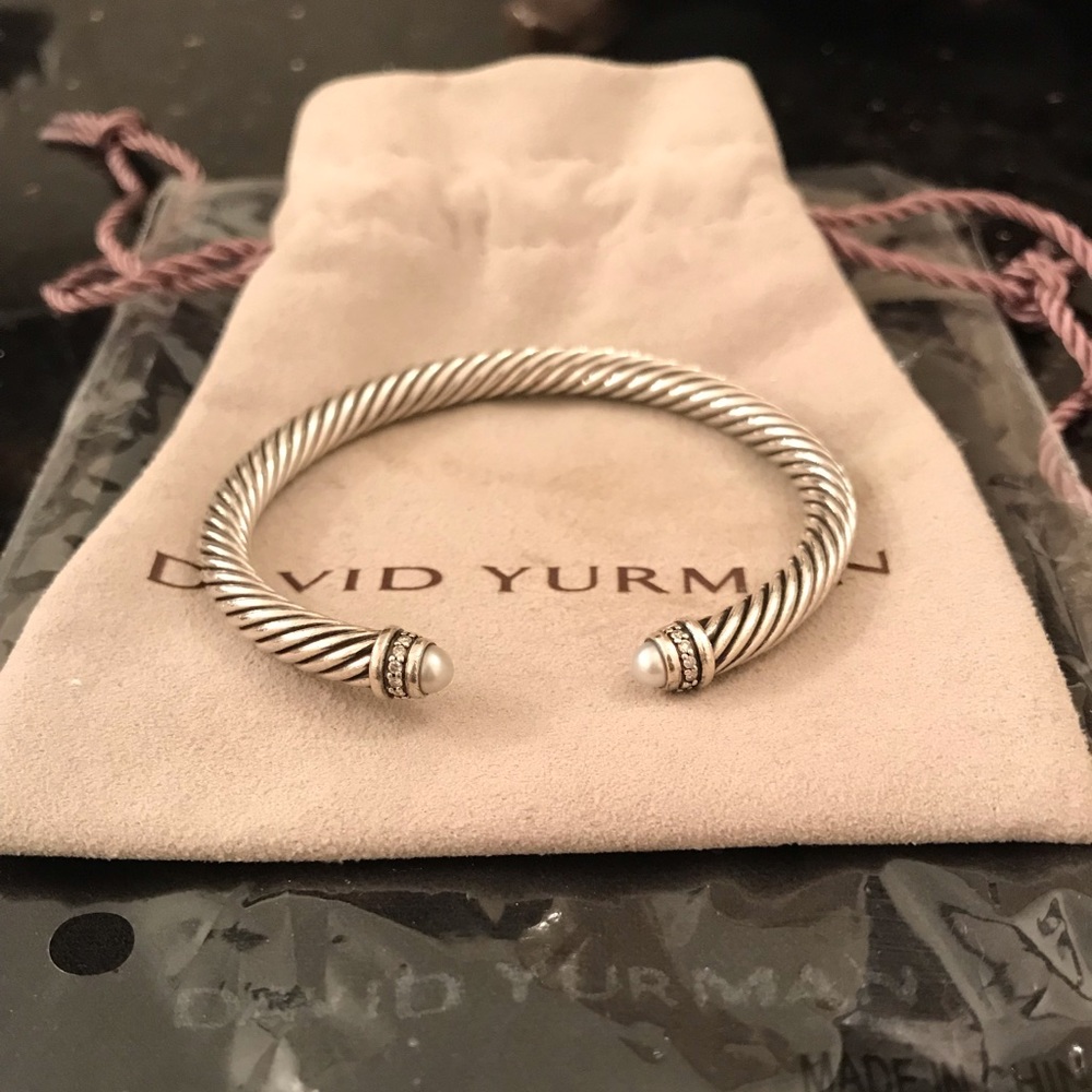 David Yurman Cable Bracelet w/ Pearls and Diamonds